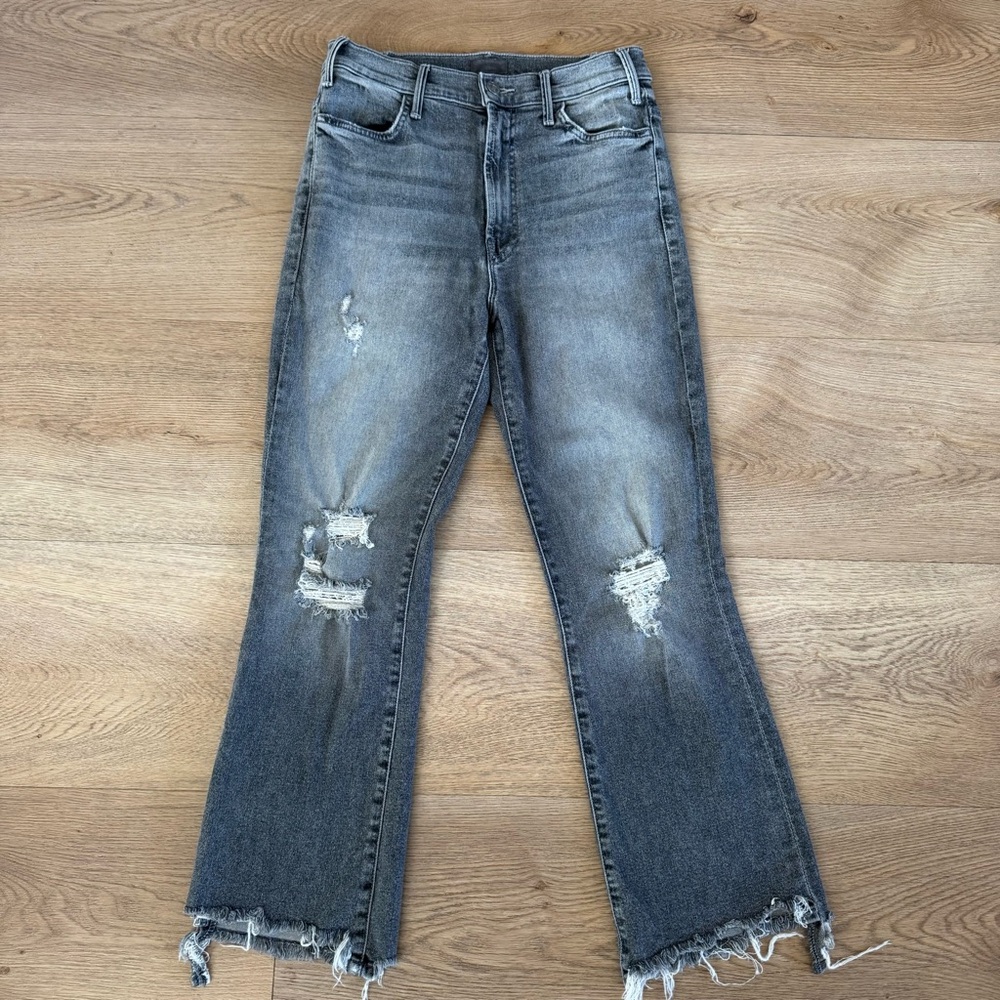 MOTHER The Hustler Crop Step Chew 29 Distressed Black Grey - Picture 2 of 10